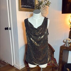 Joseph Ribkoff Sequin Sleeveless Top - Black and Gold